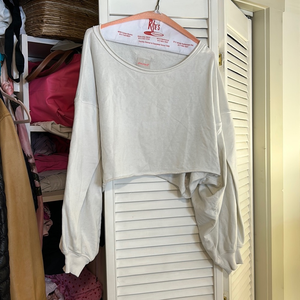 Free people movement off the shoulder white cropped sweatshirt